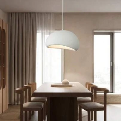 ZHUO LANG DA 45cm Mini Size Pendant Light Suitable For Dining Room Kitchen Island Corridor, Modern Pendant Lamp E27 Base, Japanese Bird Nest Shape Lighting Fixture (Matte White 17.7 Inch Small) (Bulb Not Included)