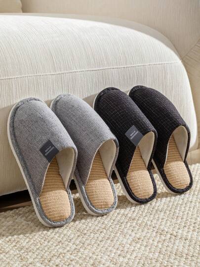 Linen Soft Bottom Breathable Slippers, Lightweight Indoor Slippers For Spring And Autumn, Unisex Home Shoes