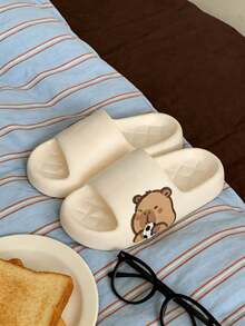 XIXITIAO Dép bóng đá hình chuột lang nước dễ thương, đế mềm mại, thoải mái, kiểu dáng đôi chuột lang nước đáng yêu, dép đế bằng thời trang, phù hợp cho cả trong nhà và ngoài trời quanh năm. - màu trắng sữa - Xem 8