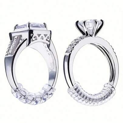 一套 4 个不同尺寸的戒指调节器，适用于松动的戒指，透明硅胶戒指保护套，男女皆宜，戒指调节器可让您在不改变戒指尺寸的情况下调节戒指。