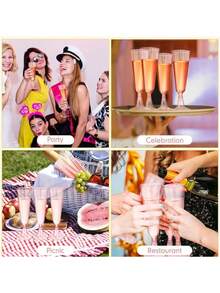 5/10/20/25/30/50/100 套粉色香槟杯，5盎司可重复使用水晶香槟杯，适用于婚礼、庆典、生日派对、烘焙和饮酒场合 - 查看 10