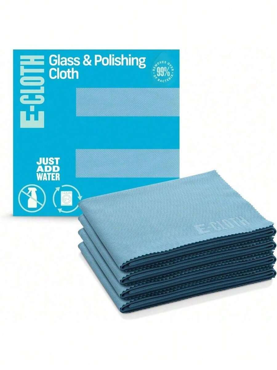 4-Pack Glass Polishing Cloth - Microfiber Glass Cleaning Cloth Set, Window And Mirror Cleaner Wipes, Washable And Reusable, 100 Wash Promise - Alaskan Blue - 藍色 - 查看 1