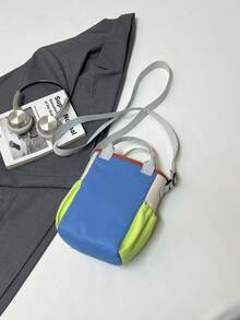 Fashion Kids Phone Crossbody Bag, Travel Shoulder Bag, Patchwork Handbag - Green - View 6