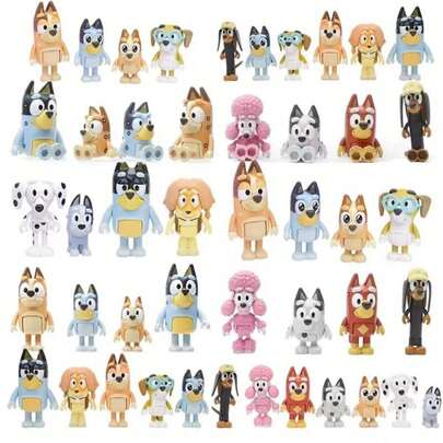 Bluey 1set/8pcs Cute Blue Family Action Doll Cartoon Blue Bingo Model Doll Teen's Anime Toy Birthday Gift,Perfect Party Gift, Carnival Gift(Random Style)
