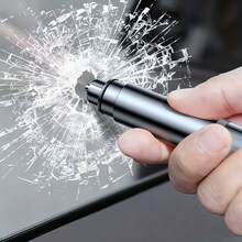 1个带安全带切割器的紧急安全锤，便携式汽车和家庭逃生工具 - 黑色 - 查看 3
