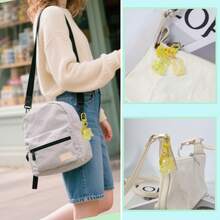 1pc Fashionable Women's Transparent Heart-Shaped Candy Bear Keychain, Girl Backpack Hanging Chain, Car Key Chain - A - View 4