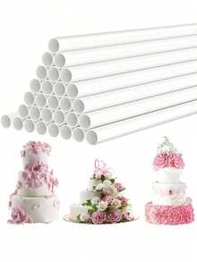 24 White Plastic Support Rods For Constructing And Stacking Tiered Cakes, 11.8 Inches Long, 0.47 Inches In Diameter; Silicone Molds - Multicolor - View 8