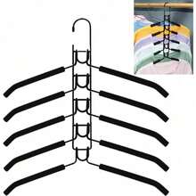 OBOVAY 1pc 5-Tier Clothes Hanger Set, Multi-Functional Metal Drying Rack, Space-Saving And Efficient, Suitable For Wardrobe, Closet And Bedroom Organization, Seamless Sponge Hanger, Ideal T-Shirt Drying Rack, Essential Wardrobe Storage Box - Multicolor - View 6