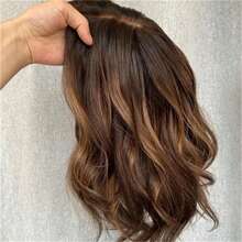 Medium Brown Blonde Balayage Bob Wig Short Loose Wave Ombre Highlights 13x4 Lace Front Wig Heat Resistant Fibre Pre Plucked Hairline Lady Women Lace Wigs Cosplay Daily Wear Party Use Natural Realistic Wig - Multicolor - View 8