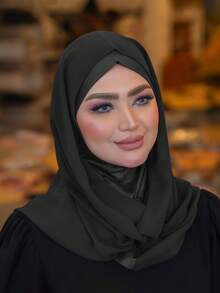 1pc Women's Solid Color Minimalist Versatile Muslim Instant Hijab, Pullover Style Hijab For Quick And Easy Wear, Solid Color Minimalist Casual Elegant Classic Versatile, Built-In Chiffon Scarf, Soft Chiffon Fabric, Comfortable Breathable Material, Suitable For Daily Wear - Multicolor - View 14