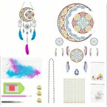 2026新款DIY梦幻猫头鹰5D钻石画捕梦网吊坠钻石画工艺品 - 款式1-需要自己貼鑽 - 查看 7