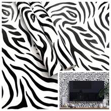1 Roll Zebra Print Wallpaper, Classic Animal Pattern PVC Removable Covering Film, Bedroom/Studio Decorative Sticker, 17.7inX39.3in/118.1in/196.8in - Black and White - View 2