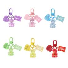 1pc Fashionable Women's Transparent Heart-Shaped Candy Bear Keychain, Girl Backpack Hanging Chain, Car Key Chain - A - View 11