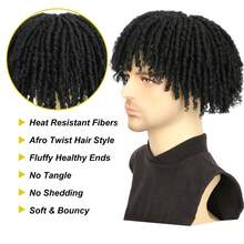Dreadlock Topper For Men Afro Twist Braided Dreads Locs Hair Toupee Synthetic Hair Extension Daily Party Use - Nhiều màu - Xem 3