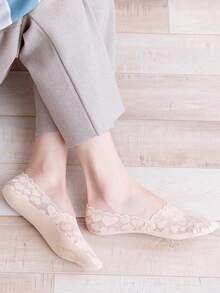 Women Summer Socks Lace Heart Sock Antiskid Invisible Shallow Mouth Thin Boat Socks - Multicolor - View 6