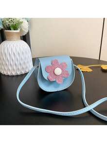 纯色迷你单肩包，PU皮革斜挎包，女童款 - 612花朵 - 查看 11