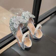 Infant Flat Shoes, Girls' Bowknot Rhinestone Hook And Loop Casual Shoes, Suitable For Wedding Party - Silver - View 3