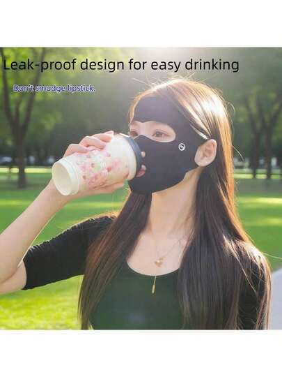 1 pieza Máscara de protección solar de cara completa, de tela de seda de hielo ligera y transpirable, adecuada para deportes al aire libre, correr, viajar para hombres y mujeres