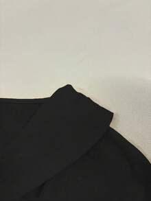 Blusa de manga corta de unicolor, ligera y casual con cuello Peter Pan, talla grande, primavera/verano, color negro - Negro - Ver 3