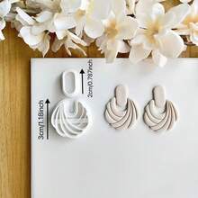 Bohemian Geometric Striped Embossed Clay Sculpting Tool, Elegant Design Mold Suitable For DIY Earrings And Jewelry Making, Handmade Earring Design And Crafting - White - View 2