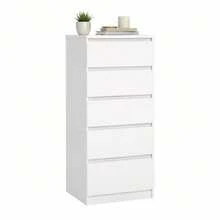 Interior Sil White Bedroom Chest Of Drawers With 5 Drawers, White Color, 41 X 50 X 112 Cm - White - View 9