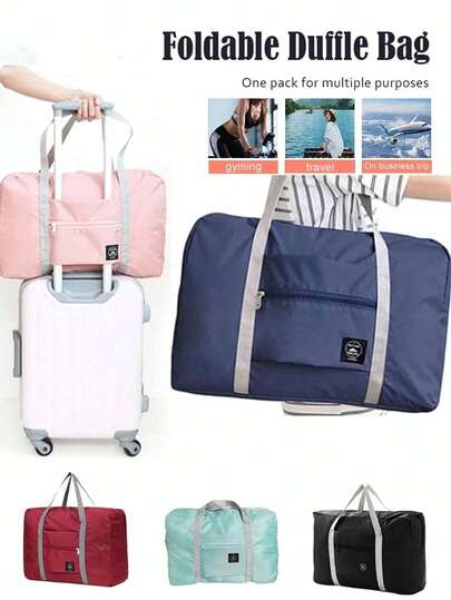 1pc Foldable Travel Bag, Large Capacity Lightweight Storage Bag, Multi-Functional Cosmetic Organizer, Convenient Travel Tote, Personal Item Bag, Compression Storage Bag, Suitable For Air Travel, Weekend Trips, Sports/Gym, Back To School, Overnight Stays, Clothing & Tool Storage, Great Gift For Girlfriend, Friend, Father's Day, Storage Organizer, Travel Essential