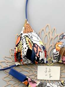 Bộ bikini thời trang buộc dây cổ, in họa tiết toàn thân, thích hợp cho nữ, đi biển mùa hè. - Nhiều màu - Xem 4