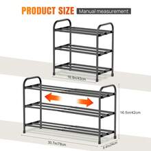 Expandable Shoe Rack, 2/3/4 Tiers Adjustable Shoe Organizer Shelf For Closet, Black Metal Free Standing Shoes Rack Storage For Hallway Small Space, Entryway - Black - 3 Layers - View 3