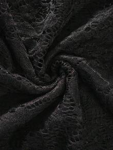 Elegant Fashion Ruffle Strap Bow Design Lace Patchwork Sleeveless Dress - 黑色 - 查看 4