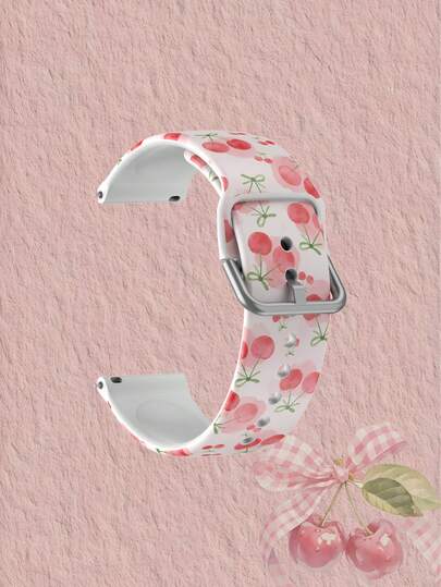 20/22mm Universal Smartwatch Band Compatible With Samsung, Honor Watches - Silicone Strap With Gradient Cherry Pattern Compatible With Huawei GT2/GT3, Watch 3/Galaxy