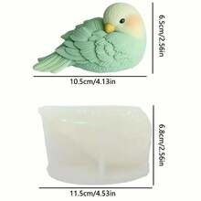 Parrot Candle Silicone Mold - 3D Design, Non-Stick And Easy To Clean, Resin Mold, Suitable For DIY Crafts, Plaster Crafts, Scented Candles - Vibrant Green Parrot And Rose Design - White - View 5
