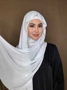 1 pieza Hiyab de jersey instantáneo con hiyab de gasa, tela suave y sedosa transpirable, adecuado para uso diario, festivales, oraciones, peregrinaciones - Multicolor - Ver 19