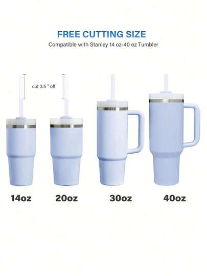 قش قابل للاستبدال متوافق مع كأس ستانلي 14 أونصة - 40 أونصة، قش طويل قابل لإعادة الاستخدام مع فرشاة تنظيف القش، قش بلاستيكي بطول 12.2 بوصة لأكواب وزجاجات