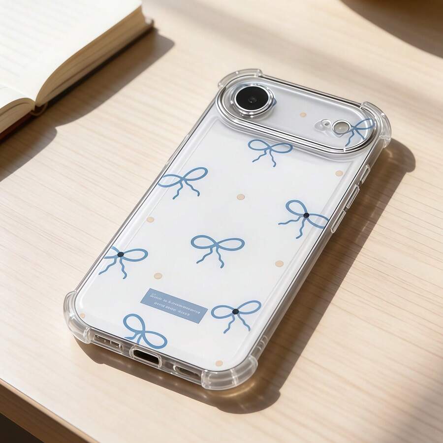 透明防摔气囊手机壳，带蓝色蝴蝶结标语，兼容苹果 7/8/X/XR/XS Max/11/12/13/14/15/16/17 Pro Max、三星 Galaxy A14/A15/A16/A17/A04/A05/A06/A07/A54/A55/A56/A57/A34/A35A/36/A37/S26/S26 Plus/S26 Ultra、12C/13C/14C/15C、荣耀 400/400 Pro/400 Lite/300/300 Pro/200、C85 Pro/C75/C71/C63/C53 - 無色 - 查看 1