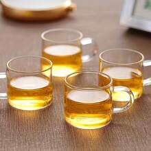 12件套优雅咖啡杯，高端小茶杯，透明玻璃配透明把手，耐热耐冷，迷你杯，简约风格办公茶杯，独特马克杯 - 無色 - 查看 3