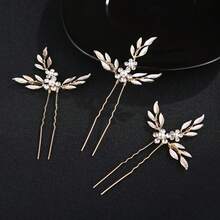 Horquillas de perlas de cristal para mujer, accesorios de de boda, bolso, sombrero, palitos para el cabello, regalos de vacaciones, tocado de joyería, 3 piezas por juego DDMM - HS-J4650 - Ver 2