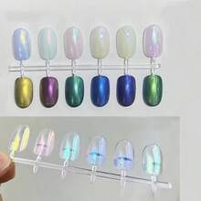 6 Colors Nail Powder Set, French Manicure, Nail Tips, Odorless Faux Pearl Micro-Gloss Mirror Effect Pigment, Suitable For DIY Nail Art And Nail Design, Simple Nail Art Techniques - 彩色 - 查看 4