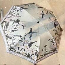 Umbrelă florală pliabilă AB/T, umbrelă vintage cu dublă utilizare și umbrelă impermeabilă, articole esențiale pentru exterior, grădină, călătorie - Multicolor - Vizualizare 3
