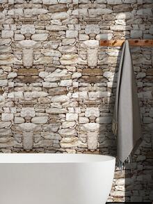 1 Roll Stone Texture Removable Self-Adhesive Wallpaper, Suitable For Kitchen Cabinets, Home Decor, Furniture Renewal, 45cm X 100/300/500cm - Brown - View 5