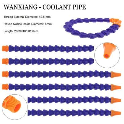 1pc G1/4 Plastic Round Nozzle Flexible Coolant Pipe 200/300/400/500/600mm For CNC Machine, Water Oil Coolant Pipe Hose