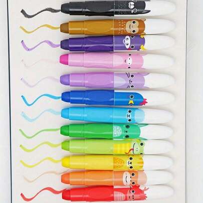 6 pièces Gros crayons torsadés pour enfants, 6 couleurs de gros crayons lavables et lisses pour coloriage et dessin (couleurs aléatoires)