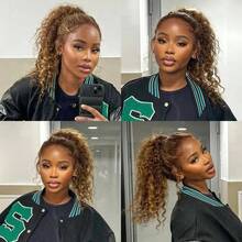 Hidden Strap 360 Lace Front Wigs Human Hair 250% Density Glueless Highlight Curly Human Hair Wig Pre Plucked 13x6 Honey Blonde Lace Front Wig Full Lace Frontal Wig With Invisible Drawstring Wet And Wavy Colored Human Hair Wig - S4/27 - 查看 5