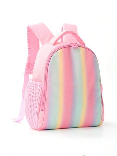 1 Pc Children'S Cute Pink Unicorn Backpack,Kawaii Cartoon Backpack, School Bag With Front Pocket And Adjustable Shoulder Strap, Suitable For Daily Commuting