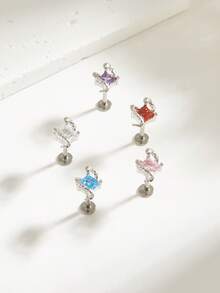 1 件简约钻石蛇形不锈钢耳环，适合女性日常佩戴 - 蛇 - 查看 1