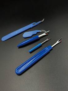 5pcs Blue Sewing Kit - Seam Ripper, Thread Cutter And Sickle Knife For Unpicking - Blue Cable Removal Kit - View 2