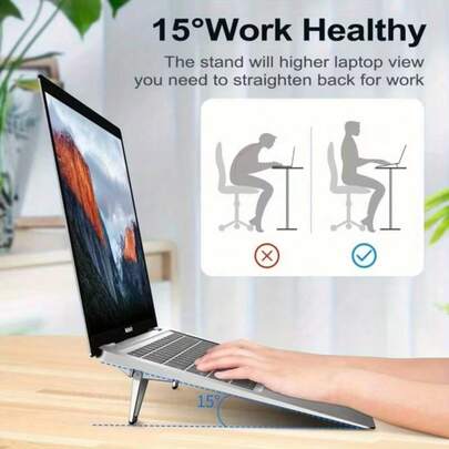 2PCS Portable Invisible Laptop Stand, Mini Aluminum Heat Dissipation Pad, Computer Keyboard Stand, Ergonomic Lightweight Laptop Stand