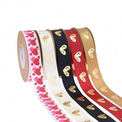 1卷缎带，适用于礼品盒包装、手提袋蝴蝶结、情人节花束包装、蛋糕装饰、婚礼派对DIY工艺品、缝纫配件