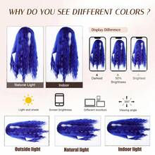 European And American Long Curly Wig, Blue Big Wave Synthetic Wig Full Head Cap For Women - Blue - View 7
