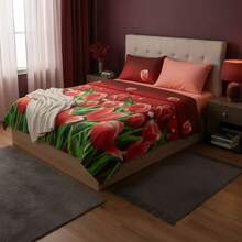 Sabana Bambu Con 2 Fundas Para Almohada Super frescas Individual - Tulipan - Ver 2