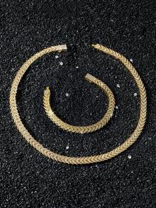 1 Set Men's Full Diamond Fish Tail Splice Chain Necklace And Bracelet Set - Style a - View 1